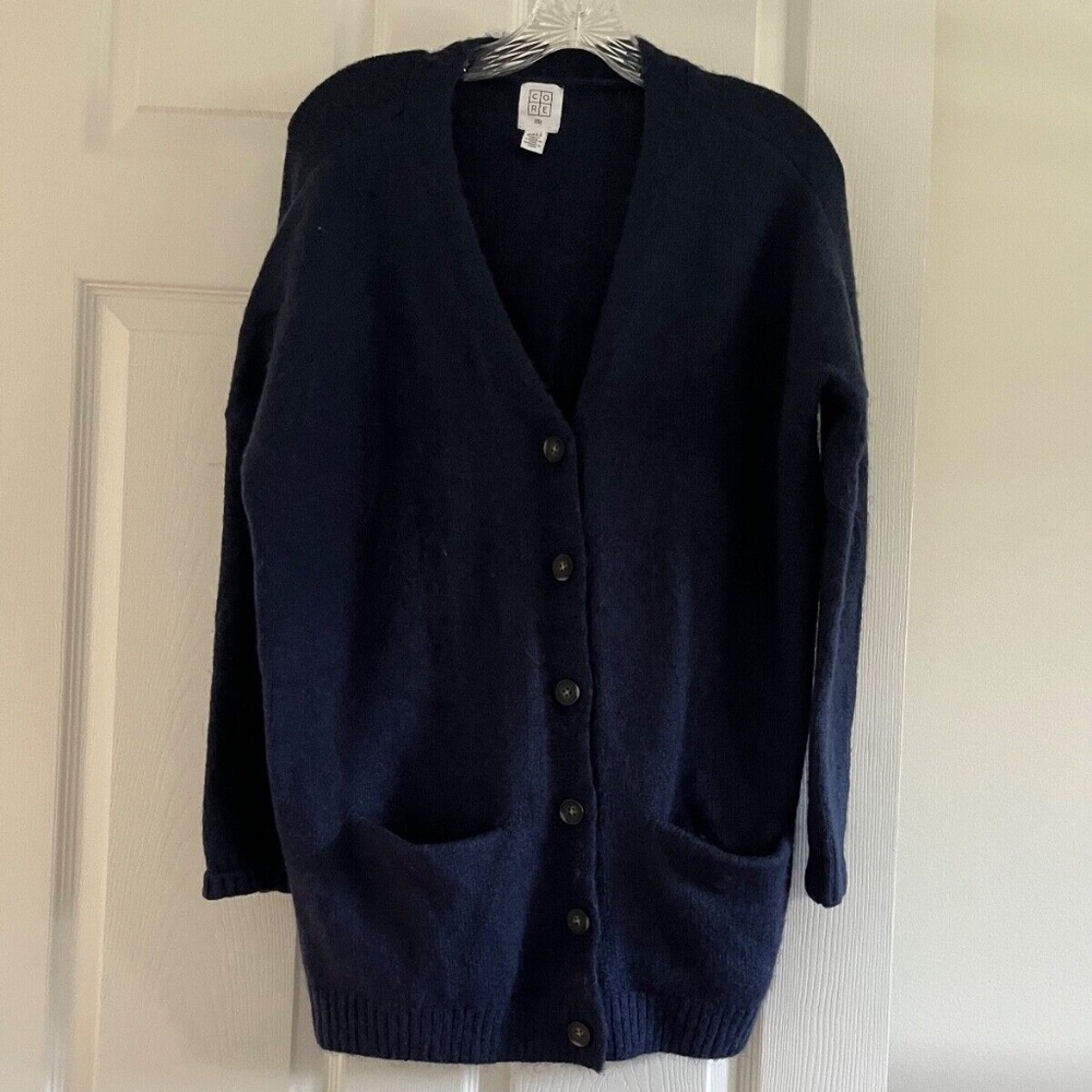Core Life XS navy blue button down acrylic cardigan.